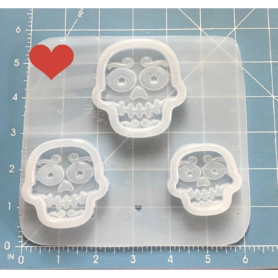 Detailed Sugar Skull Open Bezel Shaker Handmade Plastic Mold