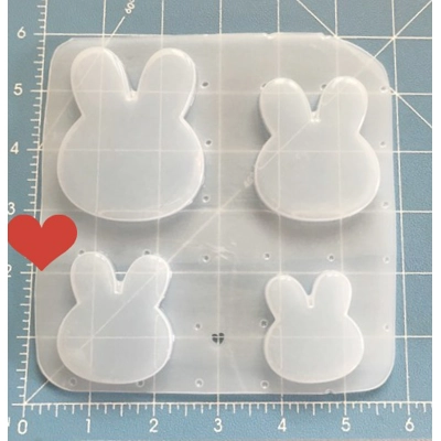 4 Kawaii Bunny Head Blanks Handmade Plastic Mold