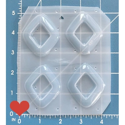 4 puffy Rounded Diamond Drops Handmade Plastic Mold 4 puffy Rounded Diamond Drops Handmade Plastic Mold
