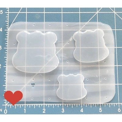 3 Kawaii Bear Head Blanks Handmade Plastic Resin Mold 3 Kawaii Bear Head Blanks Handmade Plastic Resin Mold