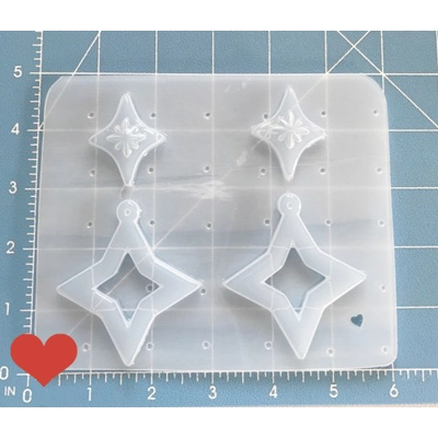 Atomic Swoopy Open Diamond Drop Earrings Handmade Plastic Mold Atomic Swoopy Open Diamond Drop Earrings Handmade Plastic Mold