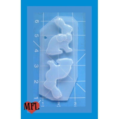 2 small Chocolate Easter Bunnies Handmade Plastic Mold