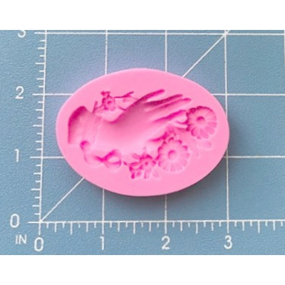 retro Hand with Flowers Brooch Silicone Mold