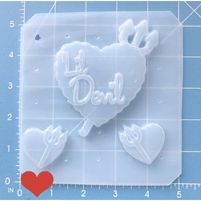 MFL Exclusive Devil Girl Heart and 2 Small Handmade Plastic Mold MFL Exclusive Devil Girl Heart and 2 Small Handmade Plastic Mold