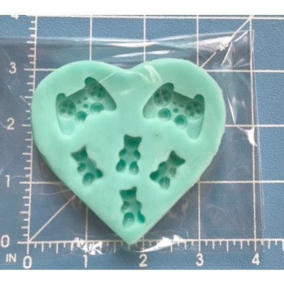 Silicone Mold 2 Game Controllers 4 small Gummy Bears Handmade Mold