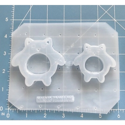 Kawaii Chibi Kitty Open Shaker Handmade Plastic Mold