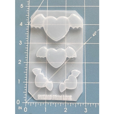 Set of 4 Hearts with Bat Wings Handmade Plastic Mold Set of 4 Hearts with Bat Wings Handmade Plastic Mold