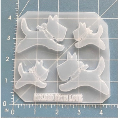4 Retro Running Scotty Dogs handmade Plastic Mold