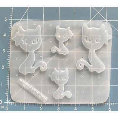 4 Polynesian Retro Kitties Handmade Plastic Mold