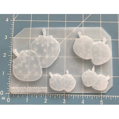 4 Cavity Double Strawberry Shapes Handmade Plastic Mold