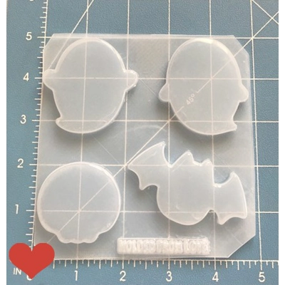Set of 4 Kawaii Halloween Blank Shapes handmade Plastic Mold