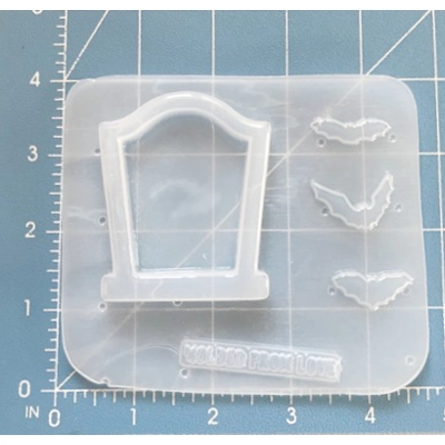 Tombstone Shaker with Bats Handmade Plastic Mold