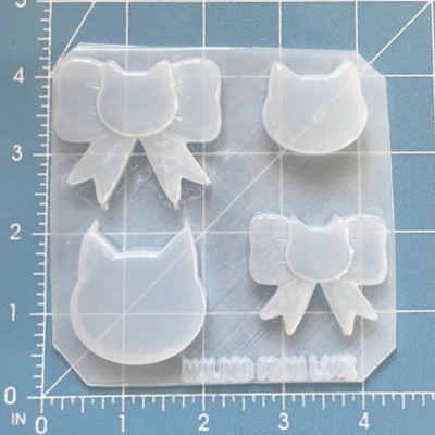 Kawaii Kitty Heads and Bows Pallet Handmade Plastic Mold
