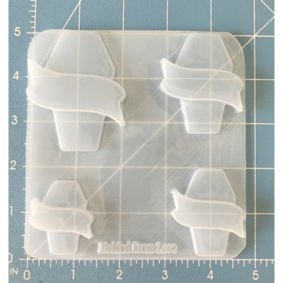 Coffins with Fancy Banners Set of 4 Handmade Plastic Mold