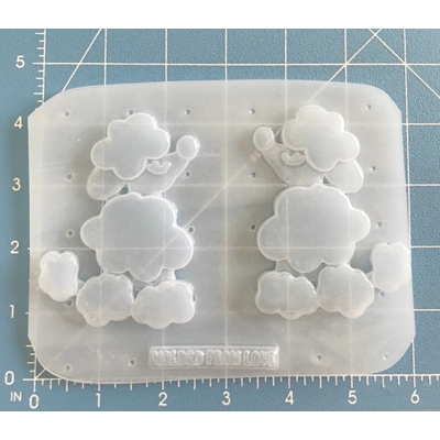 Left and Right Fluffy Retro Poodles Handmade Plastic Mold