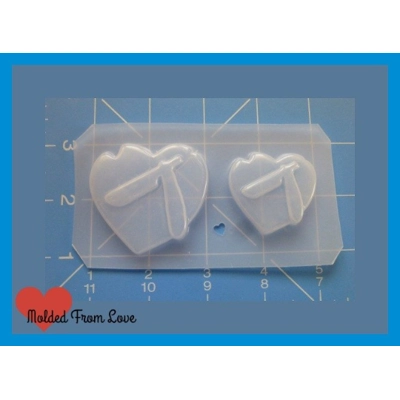 2 Retro Razorblade Hearts Handmade Plastic  Mold