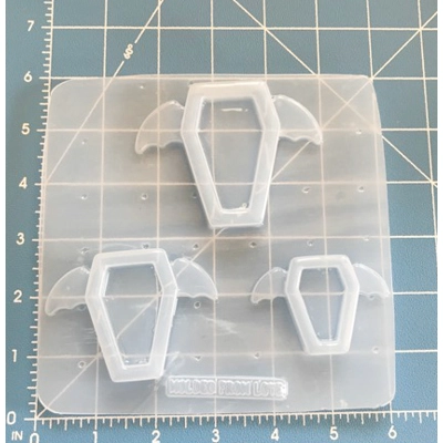 Coffin With bat Wings Shaker Handmade Plastic Mold Coffin With bat Wings Shaker Handmade Plastic Mold