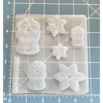 Tropical Flowers and Tikis Pallet Handmade Plastic Mold Tropical Flowers and Tikis Pallet Handmade Plastic Mold