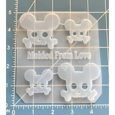 4 Mouse Skull and Crossbones Handmade Plastic Mold