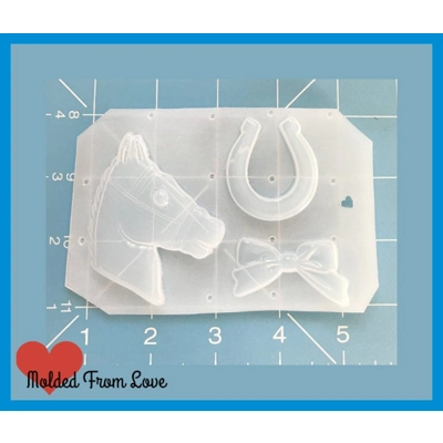 Vintage Horse Head Horseshoe and Bow Handmade Plastic Mold COPY Vintage Horse Head Horseshoe and Bow Handmade Plastic Mold COPY