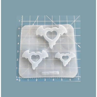 Drippy Heart with Bat wings Shaker Handmade Plastic Mold
