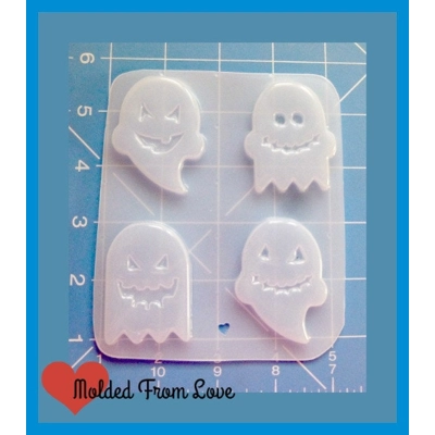 4 Kawaii Flat Ghost Shapes Handmade Plastic Mold 4 Kawaii Flat Ghost Shapes Handmade Plastic Mold