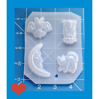 Vintage Style Halloween Pallet Bat Owl Moon Cat Handmade Plastic Mold