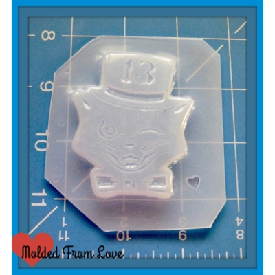 Retro Lucky 13 Halloween Cat Handmade Plastic Mold