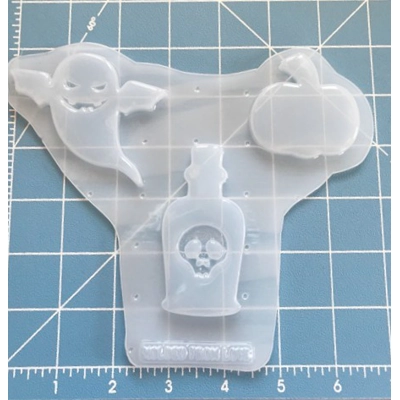 Ghost Pumpkin and Poison Bottle Trio Handmade Plastic Resin mold Ghost Pumpkin and Poison Bottle Trio Handmade Plastic Resin mold