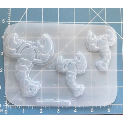 3 Retro Detailed Lobsters handmade Plastic Mold