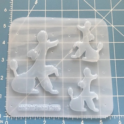 3 Retro Fluffy Poodles Left and Right Handmade Plastic Mold 3 Retro Fluffy Poodles Left and Right Handmade Plastic Mold