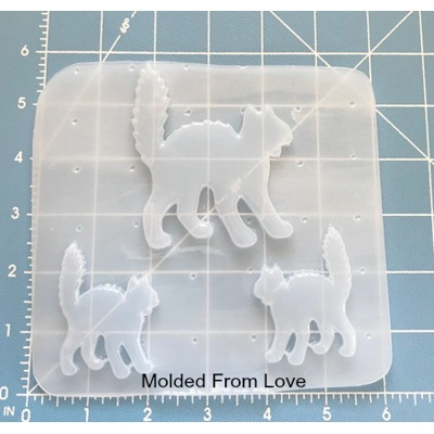 3 Retro Halloween Black Cats Handmade Plastic Mold 3 Retro Halloween Black Cats Handmade Plastic Mold
