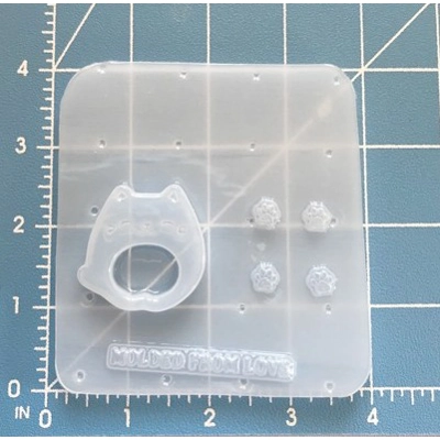 Grip Size Chibi Happy Kitty with 4 small paws Handmade Plastic Mold Grip Size Chibi Happy Kitty with 4 small paws Handmade Plastic Mold