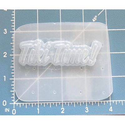 TIKI TIME! Layered Word Brooch Handmade Plastic Mold