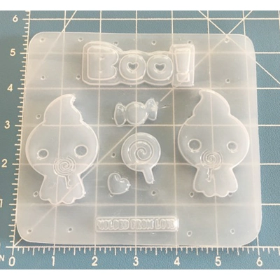 Kawaii BOO! ghosts Pallet Handmade Plastic Resin Mold Kawaii BOO! ghosts Pallet Handmade Plastic Resin Mold
