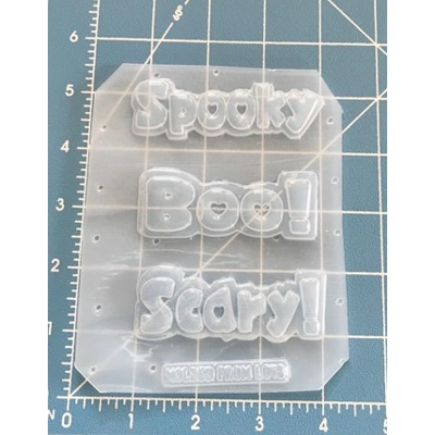 Kawaii BOO! SPOOKY! and SCARY! Layered Words Handmade Plastic mold