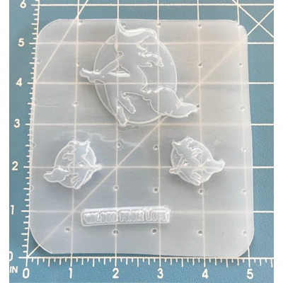 Retro Halloween Witch On Moon and 2 small Handmade Plastic Mold Retro Halloween Witch On Moon and 2 small Handmade Plastic Mold