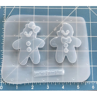 Bitten Gingerbread Boy and Girl Handmade Plastic Mold
