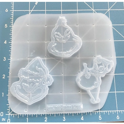 3 Cavity Grinch Pallet Handmade Plastic Mold