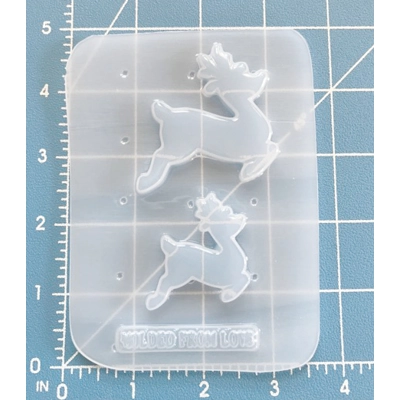 2 Prancing Reindeer Shapes handmade Plastic Mold