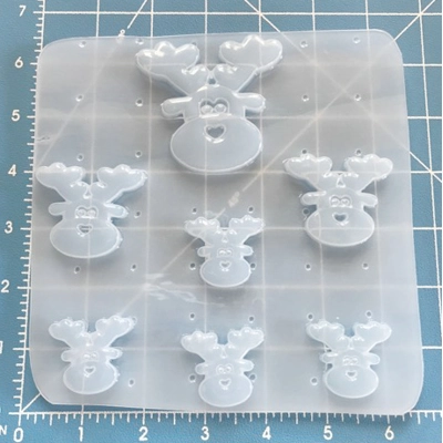 7 Cavity Kawaii Reindeer Head Pallet Handmade Plastic Mold