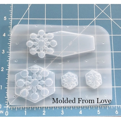 Atomic Ball star Brooches and earrings set Handmade Plastic Mold