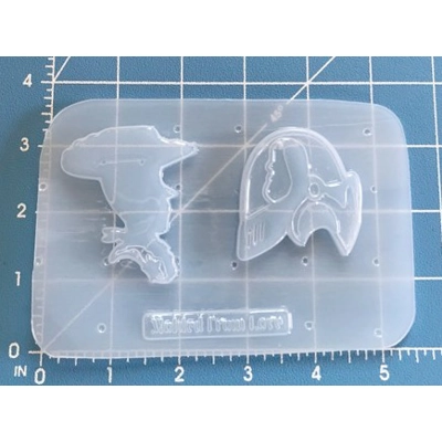 Cartoon Cowboy and Space Ranger Silhouettes Handmade Plastic Mold