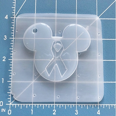 Awareness Ribbon Ears Keychain Handmade Plastic Resin Mold