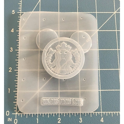 Coffee Logo ears Keychain Handmade Plastic Resin Mold