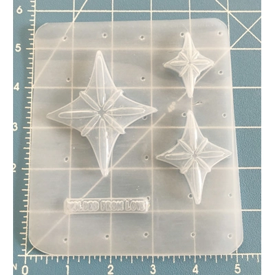 Retro Atomic Layered Diamond Star brooches 3 Sizes Handmade Plastic Resin Mold