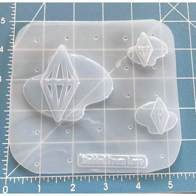 Retro Atomic Open Diamond Brooch and 2 small Handmade Plastic Resin Mold