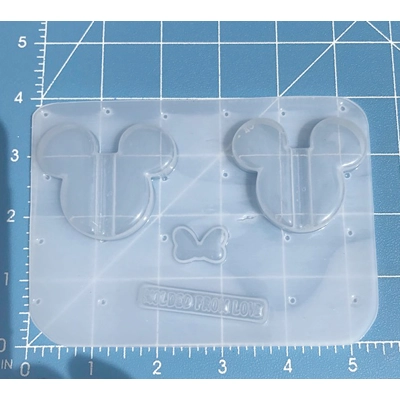 Mouse Head 2 piece Straw Topper Handmade Plastic Mold