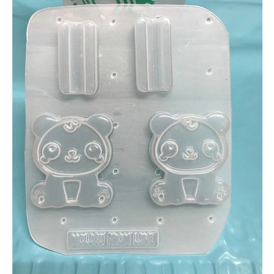 Kawaii Panda 2 Piece Straw Topper Handmade Plastic Resin Mold