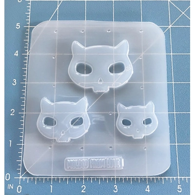 3 Cavity Kitty Skulls handmade Plastic Resin Mold
